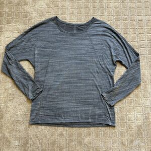 Lululemon Set To Sweat Long Sleeve Shirt Women's 8 Heathered Gray Yoga Run Gym